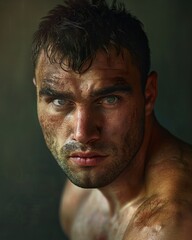 Determined Russian Greco-Roman Wrestler in Focus