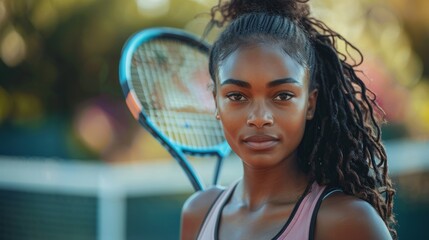 Young athlete preparing on the tennis court during a sunny afternoon