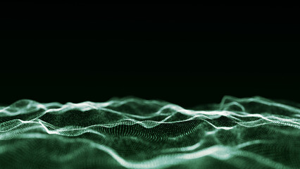 Digital technology wave. Dark cyberspace with motion dots. Futuristic digital background. Big data analytics. 3d rendering.