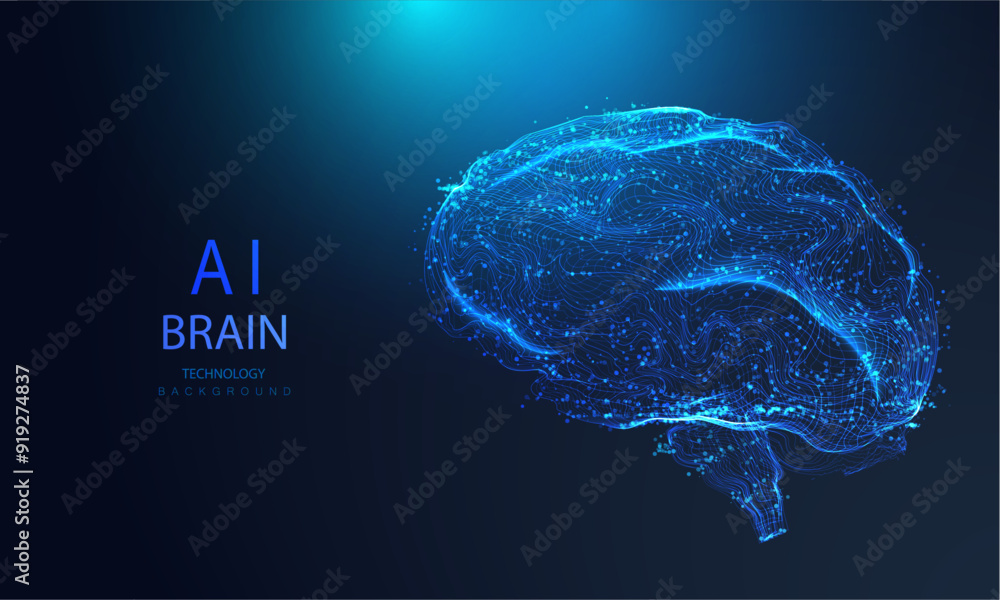 Poster ai brain technology background. futuristic artificial intelligence mind design. computer idea innova