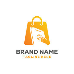 Naklejka premium Online shop logo design template, Phone shop logo icon symbol