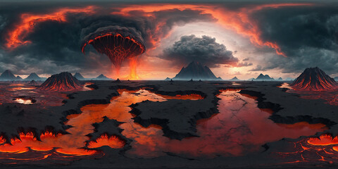 HDRI Lava Landscapes Equirectangular Panorama 22