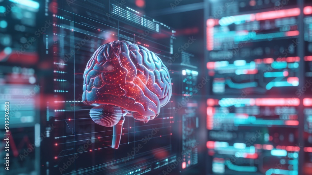 Poster abstract visualization of artificial intelligence in medicine with neural network diagrams and data 