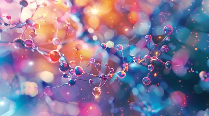 Abstract visualization of biopharmaceuticals with molecular models and digital pathways, showcasing innovation in drug development and therapy.