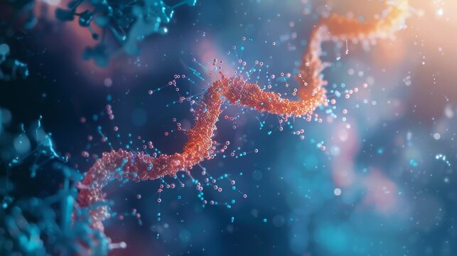 Abstract visualization of proteomics with digital models and protein structures, showcasing innovation in molecular medicine and research.