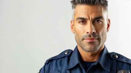 Obraz premium Law enforcement officer portrait in uniform against a neutral background