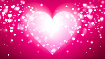 Valentine's Day Pink Love Heart Sparkling Light Effect Background, ai generative	