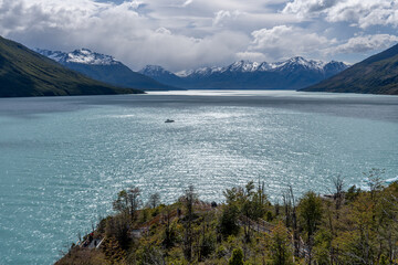 Lake Argentina and surrounding mountains panorama in Patagonia, Argentina 