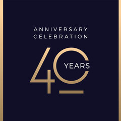 Forty years celebration event. 40 years anniversary sign. Vector design template.

