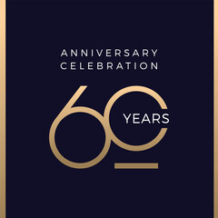 Sixty years celebration event. 60 years anniversary sign. Vector design template.
