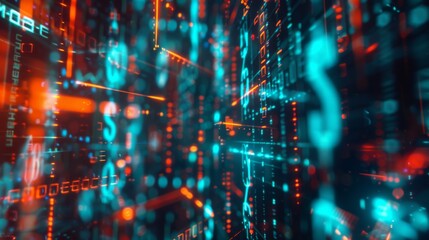 High-tech financial technology with digital graphs and currency symbols, emphasizing the integration of technology in modern finance.