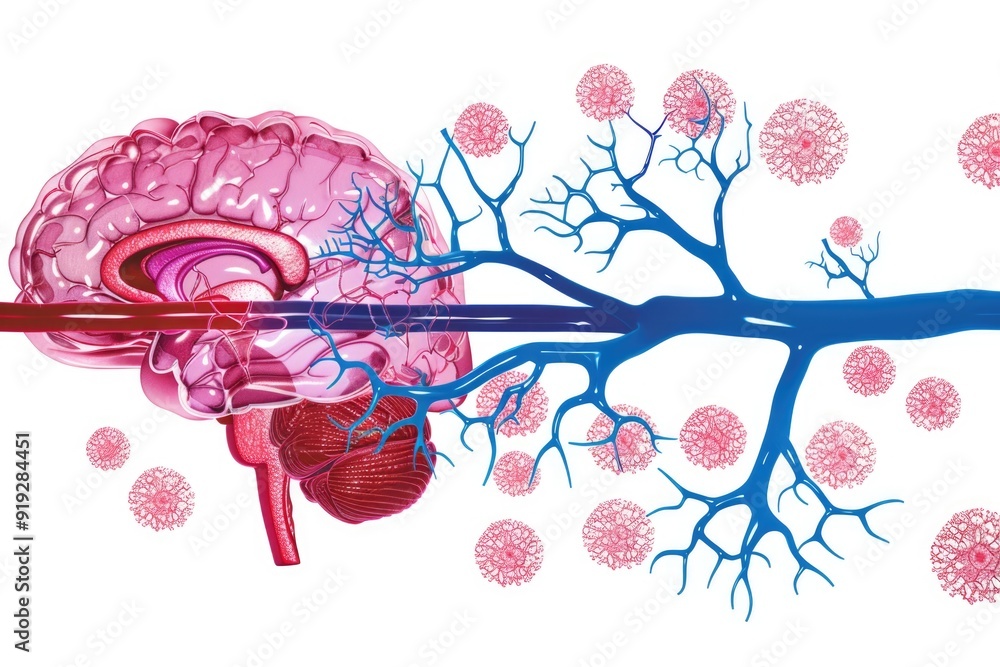 Poster A drawing of a brain connected to a tree trunk with roots, symbolizing growth and connection