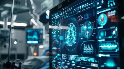 Image of a futuristic medical device with smart technology and data connectivity, illustrating innovation in health monitoring and diagnostics.