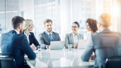 A background depicting a team conducting a performance review session, emphasizing constructive feedback and continuous improvement.
