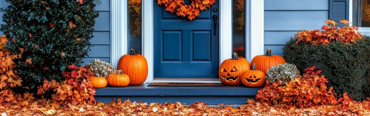 Obraz premium Autumnal Halloween Doorway Welcoming Trick-or-Treaters