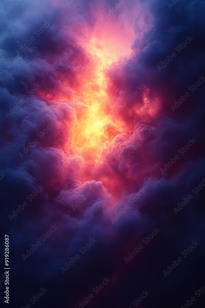 Poster a bold gradient transitioning from bright magenta to deep indigo, creating a dramatic and vibrant ef