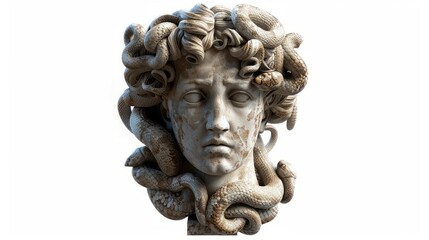 Obraz premium Marble sculpture of a mythical figure with snakes, embodying transformation and despair