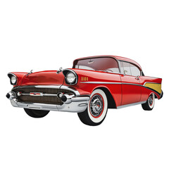 PNG Classic 1957 red car parked on city street
