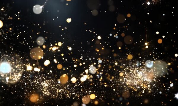 Black bokeh golden glitter, banner background for special day or month like the oscars, black friday, New Year, Decoration Day, or christmas	