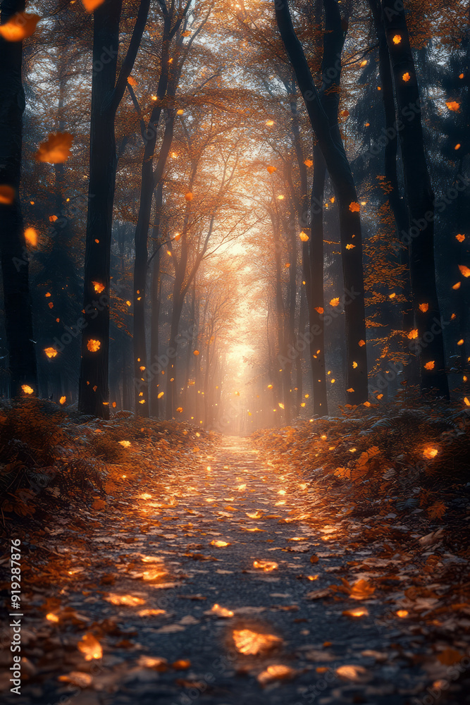 Aufkleber a deep forest path where the whispers of the wild are heard in the rustling leaves and the distant h