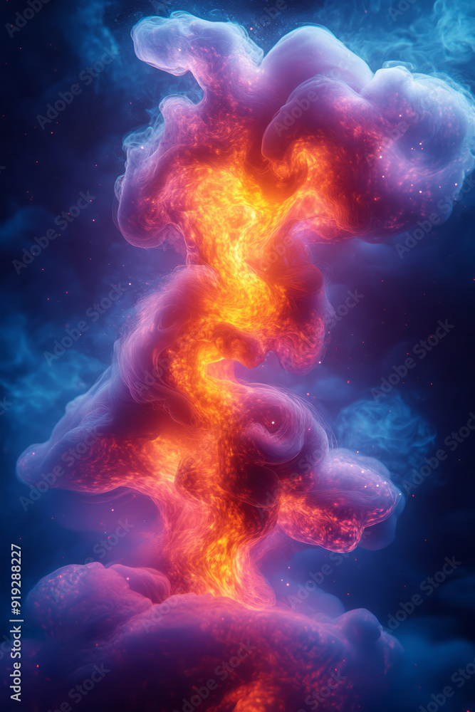 Poster a vivid sentinel made of pure energy, its form constantly changing and pulsing with bright, electrif