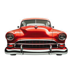 Fototapeta premium PNG Classic red car front view on white background