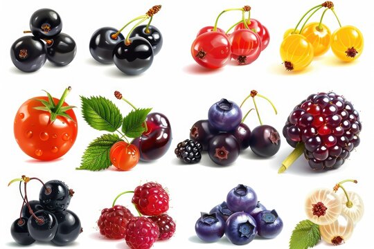 Colorful arrangement of various fruits on a white surface, great for healthy food or gift ideas