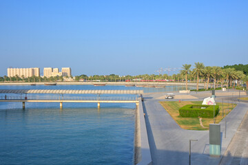 Museum of Islamic art Doha, Qatar, sunny day with clear blue sky