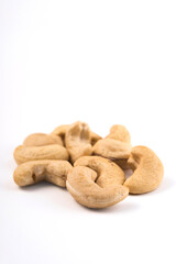 Fototapeta premium Cashew nuts on white background, cashew nuts on white background