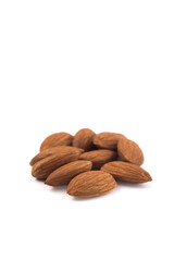 Almond nuts isolated on white background. Clipping path included.