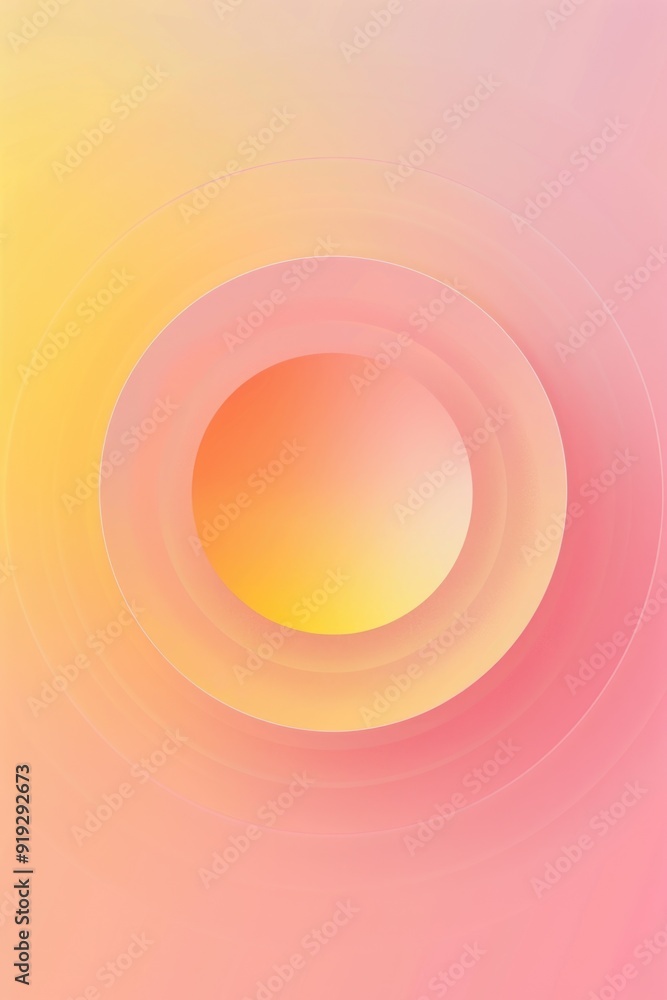 Poster a bright and colorful circular design on a pink and yellow background