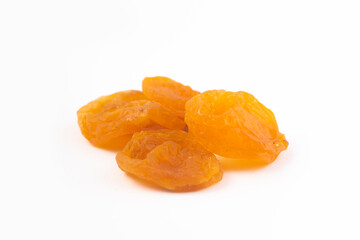 Dried apricots isolated on white background. Healthy food.