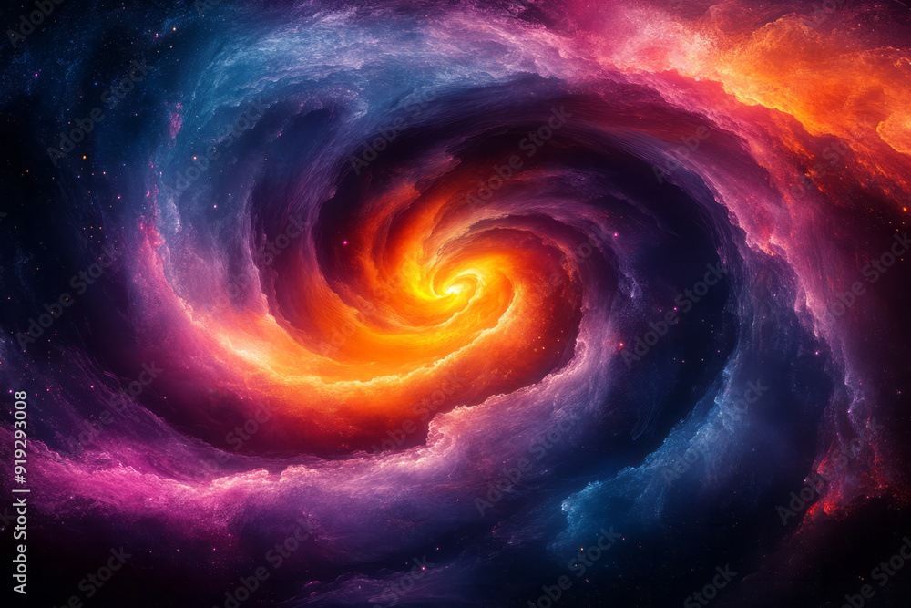 Poster a swirling vortex of colors dancing in harmony, creating a chromatic rhapsody in the night sky,