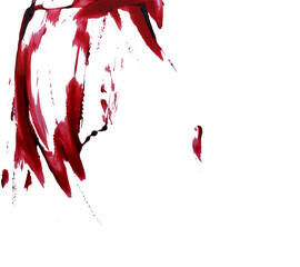 Realistic blood isolated on white background. Drops of blood and splashes