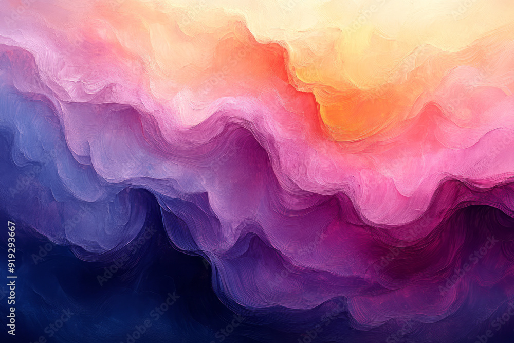 Poster a series of abstract paintings that blend together seamlessly, forming a continuous chromatic rhapso