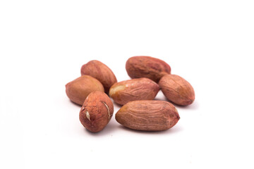 peanut on white background. macro. close-up. selective focus