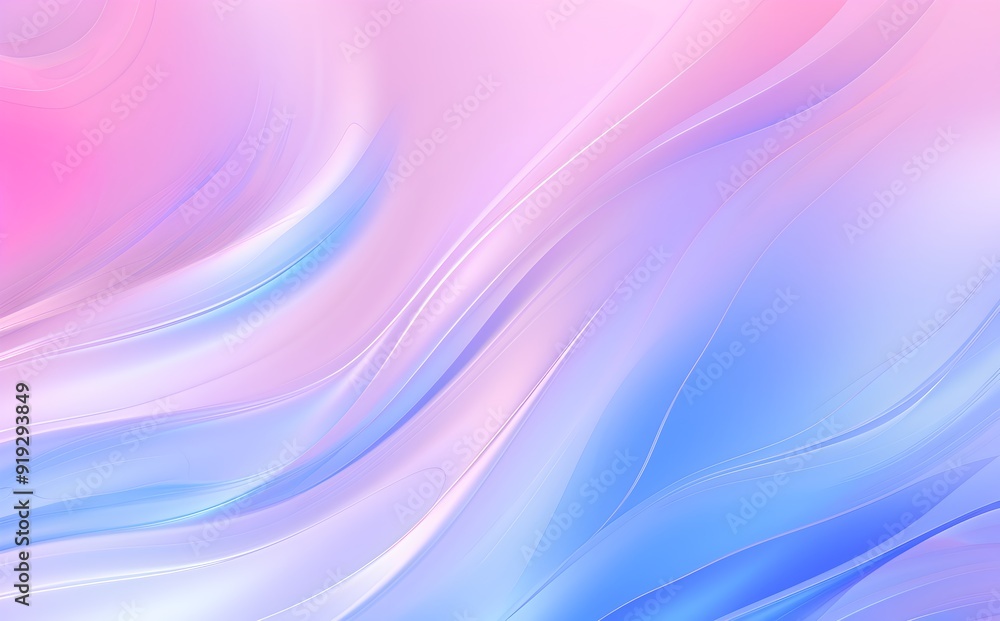 Poster 3d rendering curve silver holographic fluid liquid wallpaper. purple metal color swirl gradient mesh
