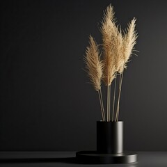 cabon fiber podium on black background, generative ai