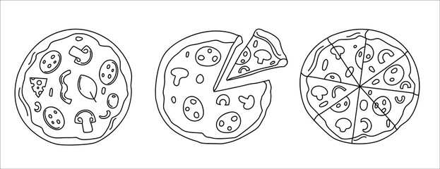 Set of pizza doodle