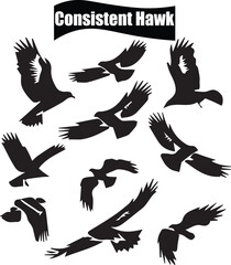 Obraz premium Hawk Minimalist Black Silhouette Vector Collection