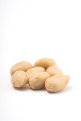 Cashew nuts on white background. Close up. Isolated.