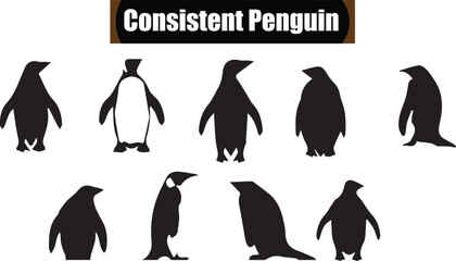 Obraz premium Penguin Elegant Silhouette Vector Illustrations