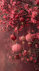 Digital chinese art style traditional abstract graphics poster background with generative