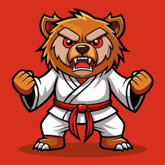 Naklejka premium cartoon illustration karate bear in kimono