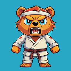 Naklejka premium cartoon illustration karate bear in kimono