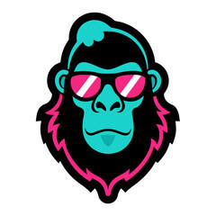 A gorilla wearing a sunglasses logo design vector illustration on a white background