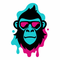 A gorilla wearing a sunglasses logo design vector illustration on a white background