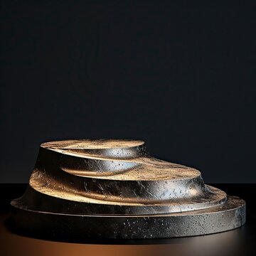 cabon fiber podium on black background, generative ai