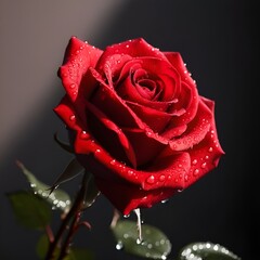 red rose with water drops background