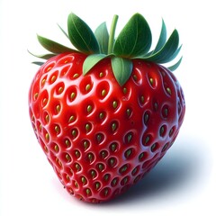 Photo of fresh, sweet, ripe, red strawberry isolated on white background